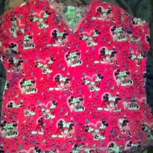 Disney 3X Mickey and Minnie Scrub Top